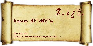 Kapus Ádám névjegykártya