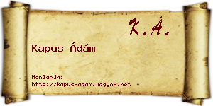 Kapus Ádám névjegykártya